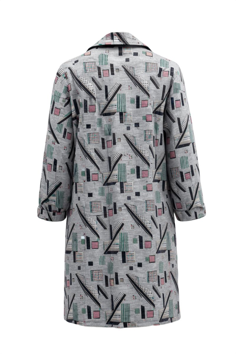 1960s Grey Cotton Blend Coat - Back View