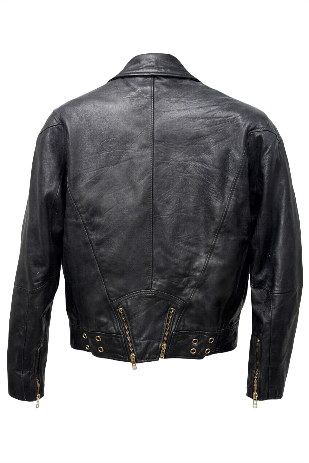 1990s Black Leather Jacket - Back View