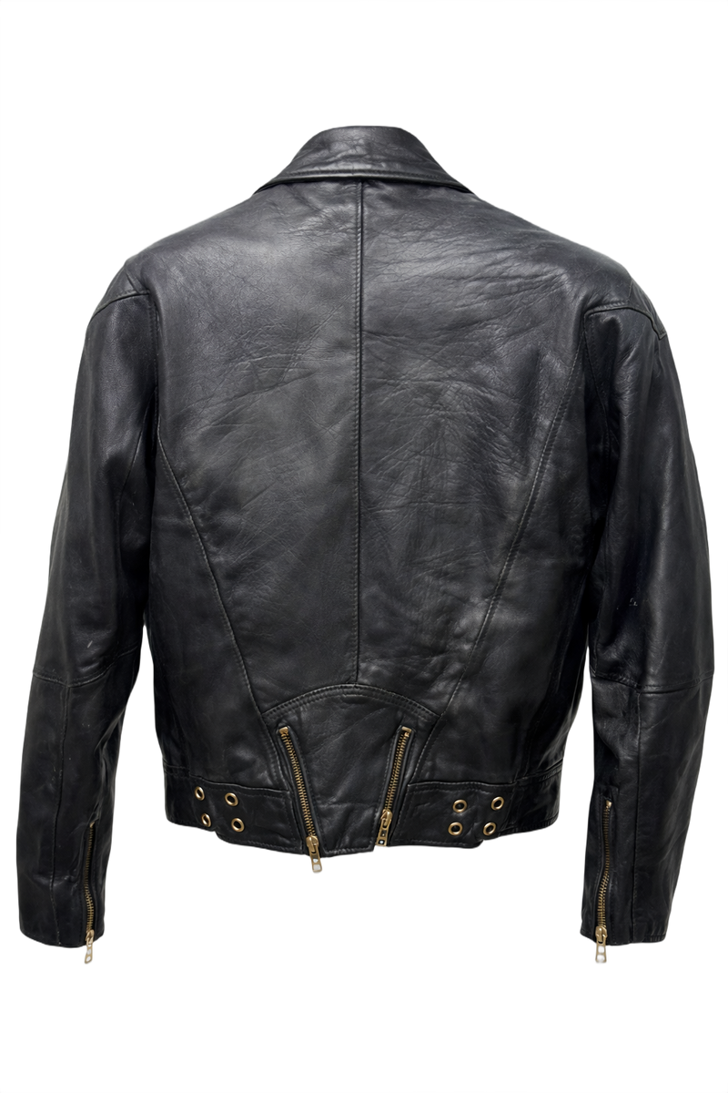 1990s Black Leather Jacket - Back View