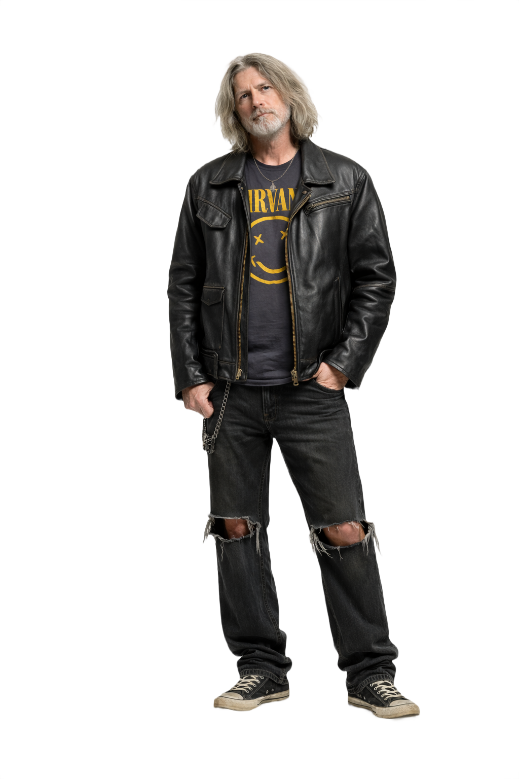 1990s Black Leather Jacket - Model