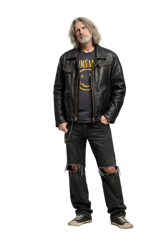 1990s Black Leather Jacket - Model