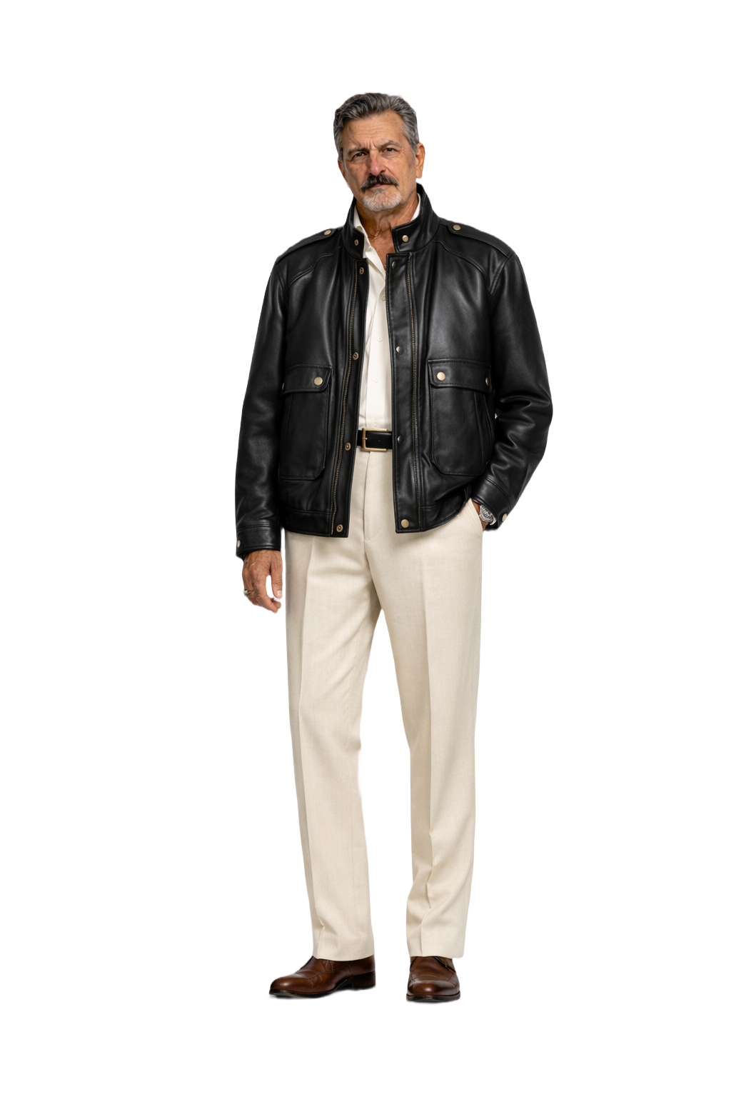 1980s Black Leather Jacket - Model