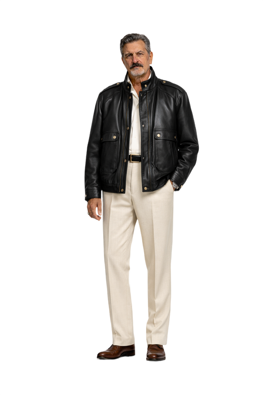 1980s Black Leather Jacket - Model