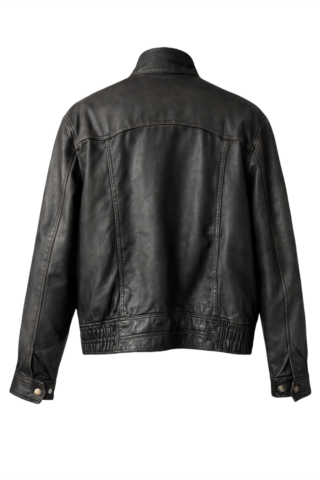 1980s Black Leather Jacket - Back View