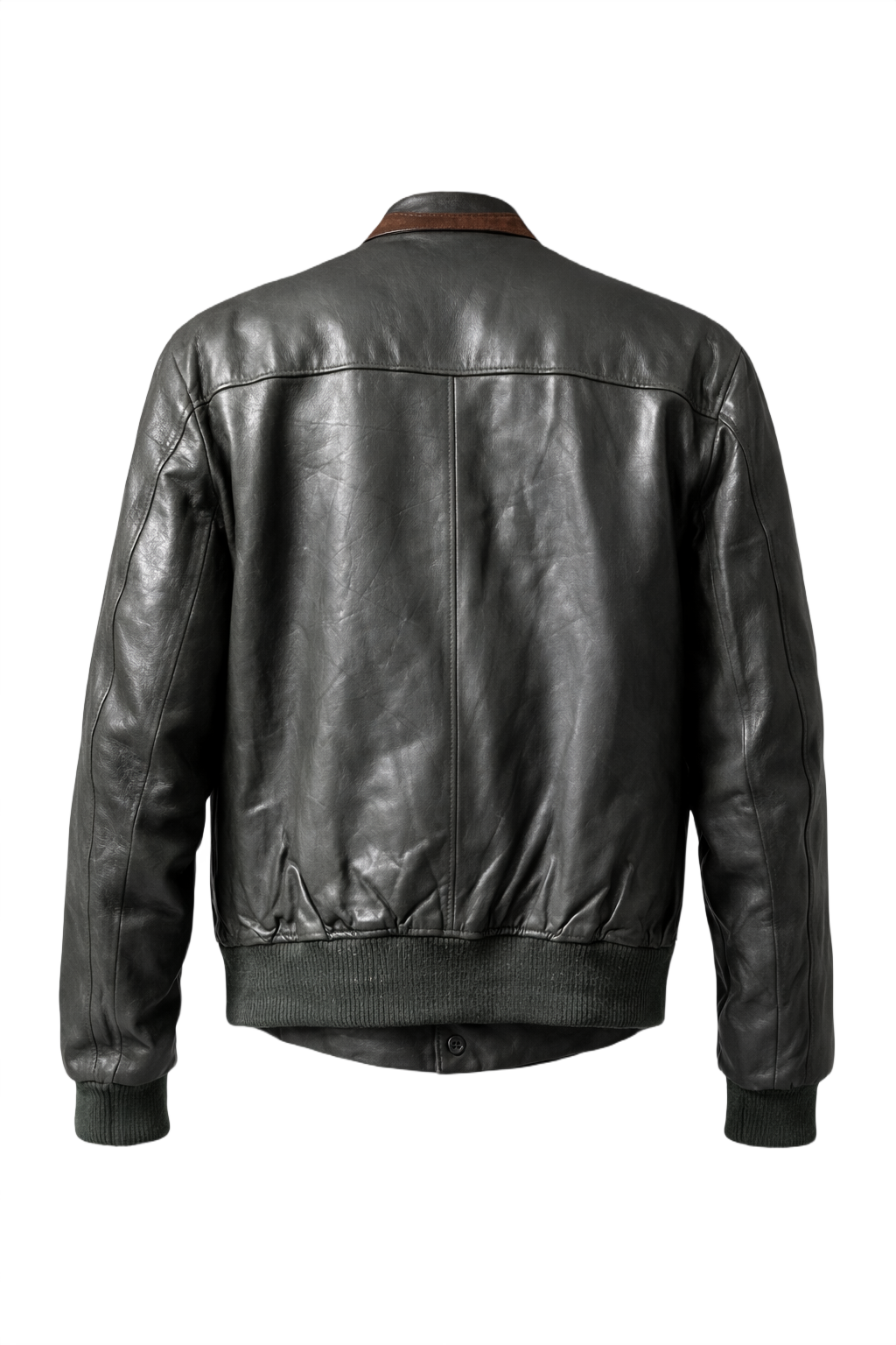 1980s Dark Grey Leather Jacket - Back View