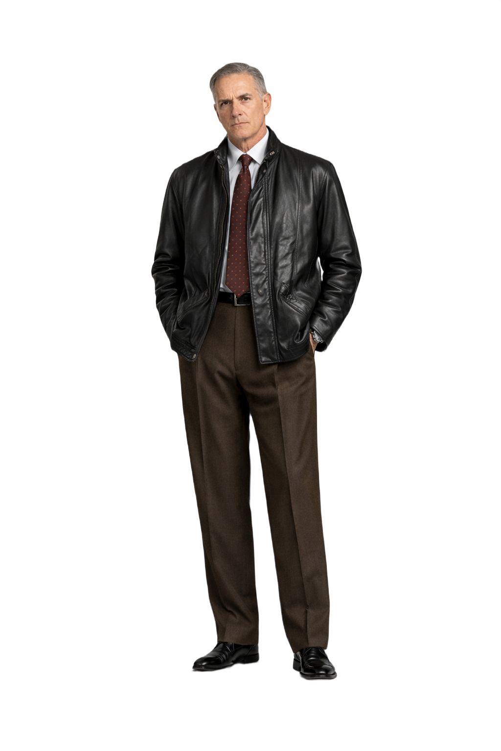 1990s Grey Leather Jacket - Model