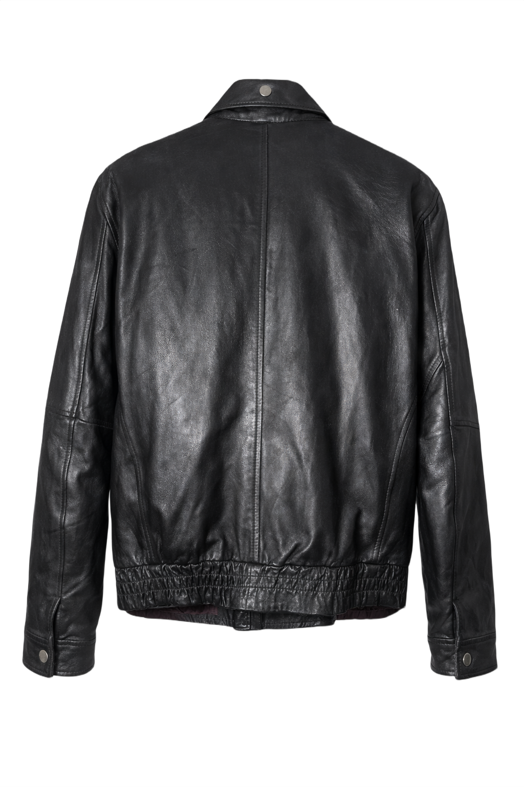 1990s Grey Leather Jacket - Back View