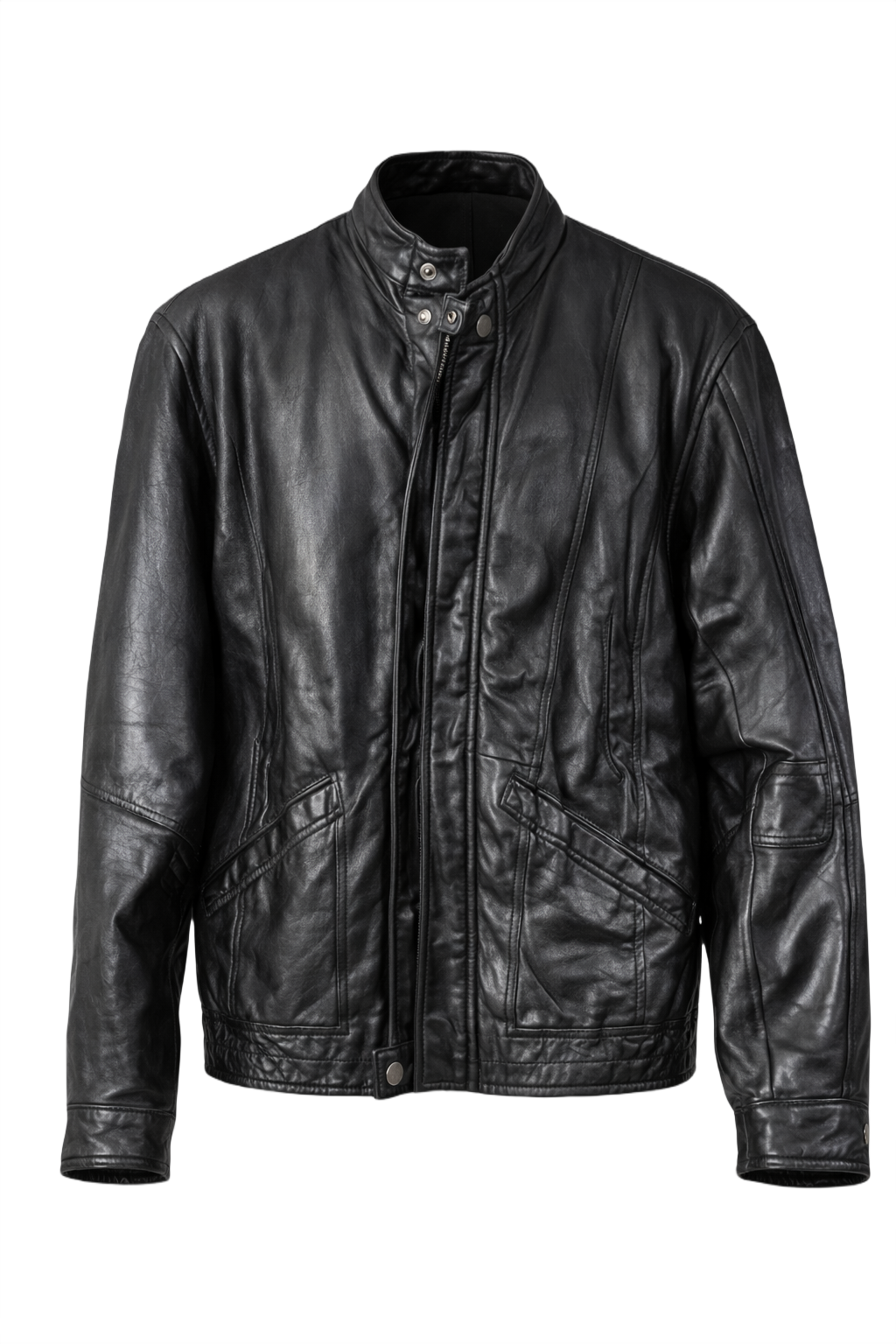 1990s Grey Leather Jacket - Front View