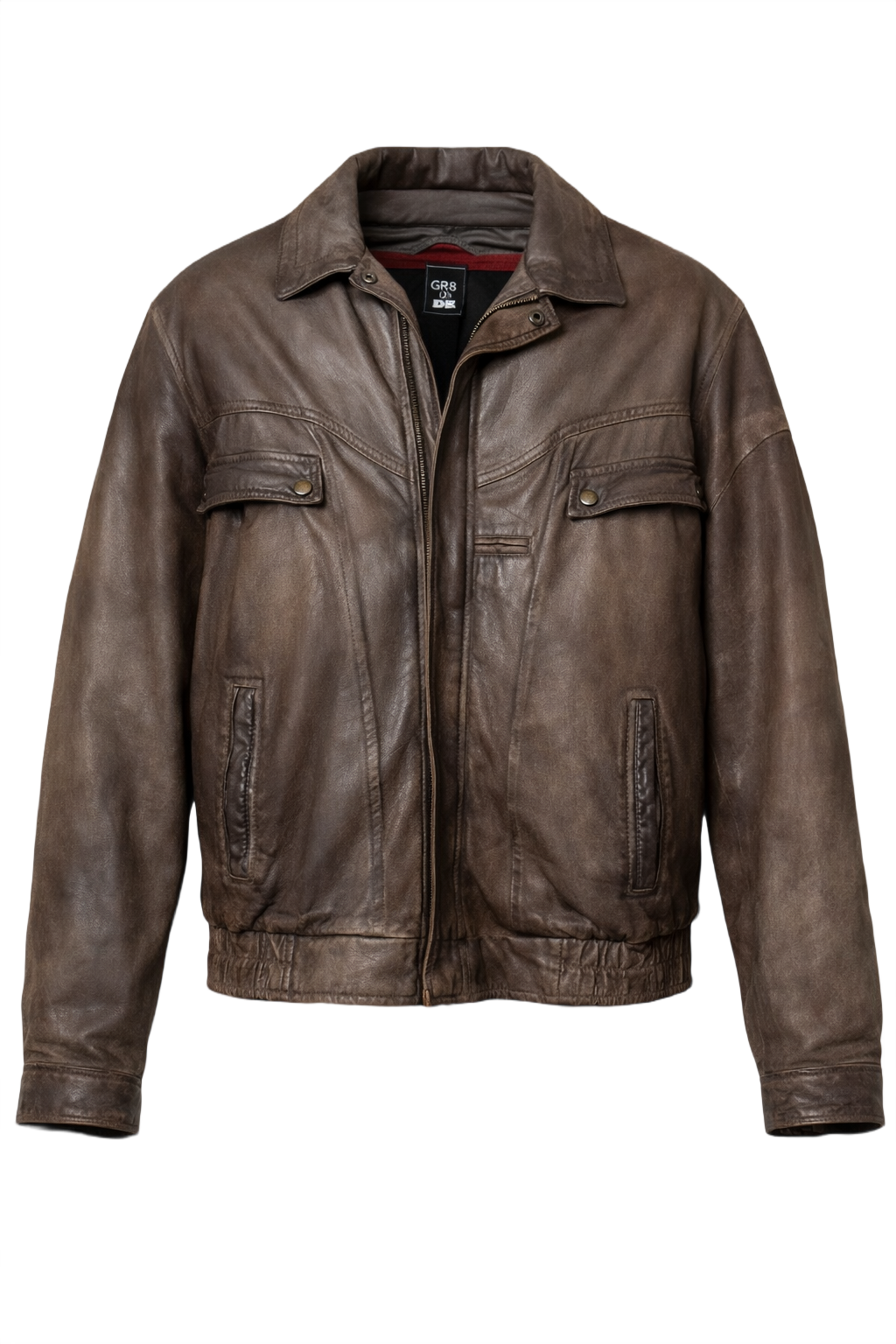 1980s Brown Leather Jacket - Front View