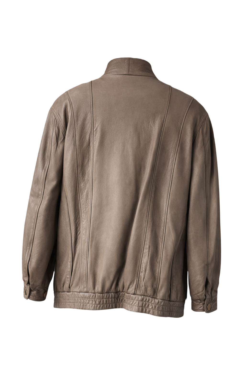 1990s Taupe Leather Jacket - Back View