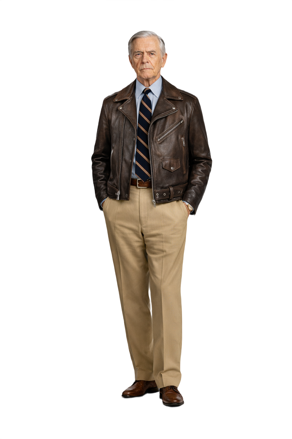 1960s Brown Leather Jacket - Model