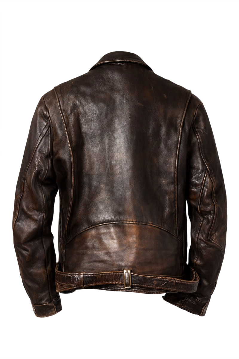 1960s Brown Leather Jacket - Back View