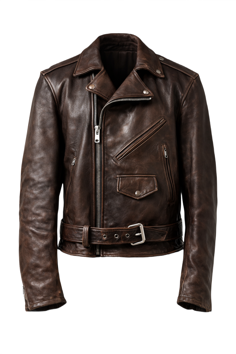 1960s Brown Leather Jacket - Front View