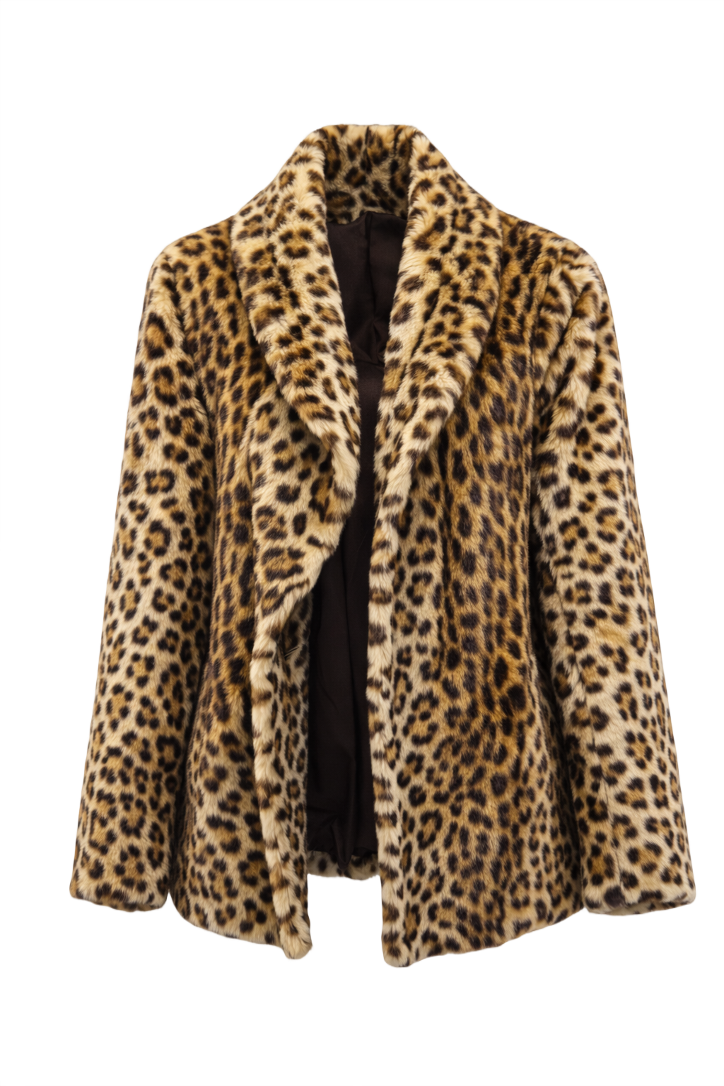 1980s Brown Faux Fur Fur Coat - Front View