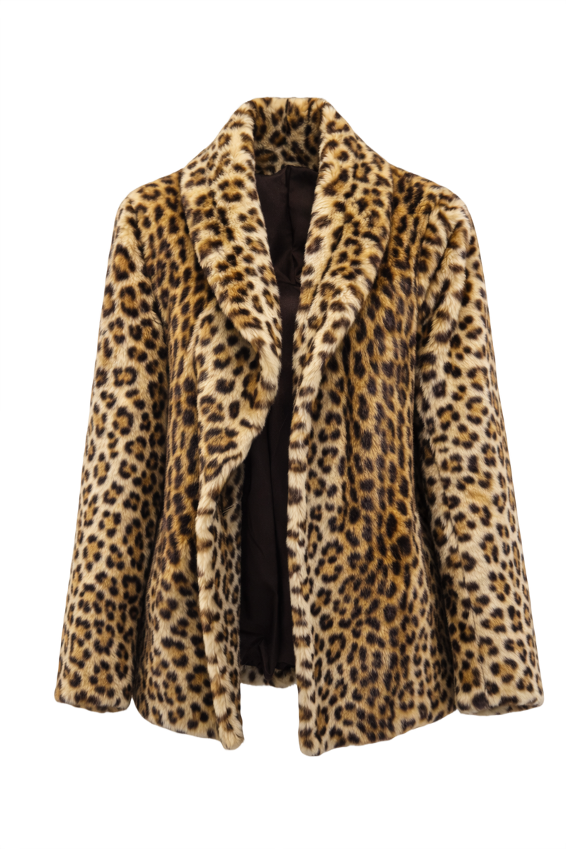1980s Brown Faux Fur Fur Coat - Front View