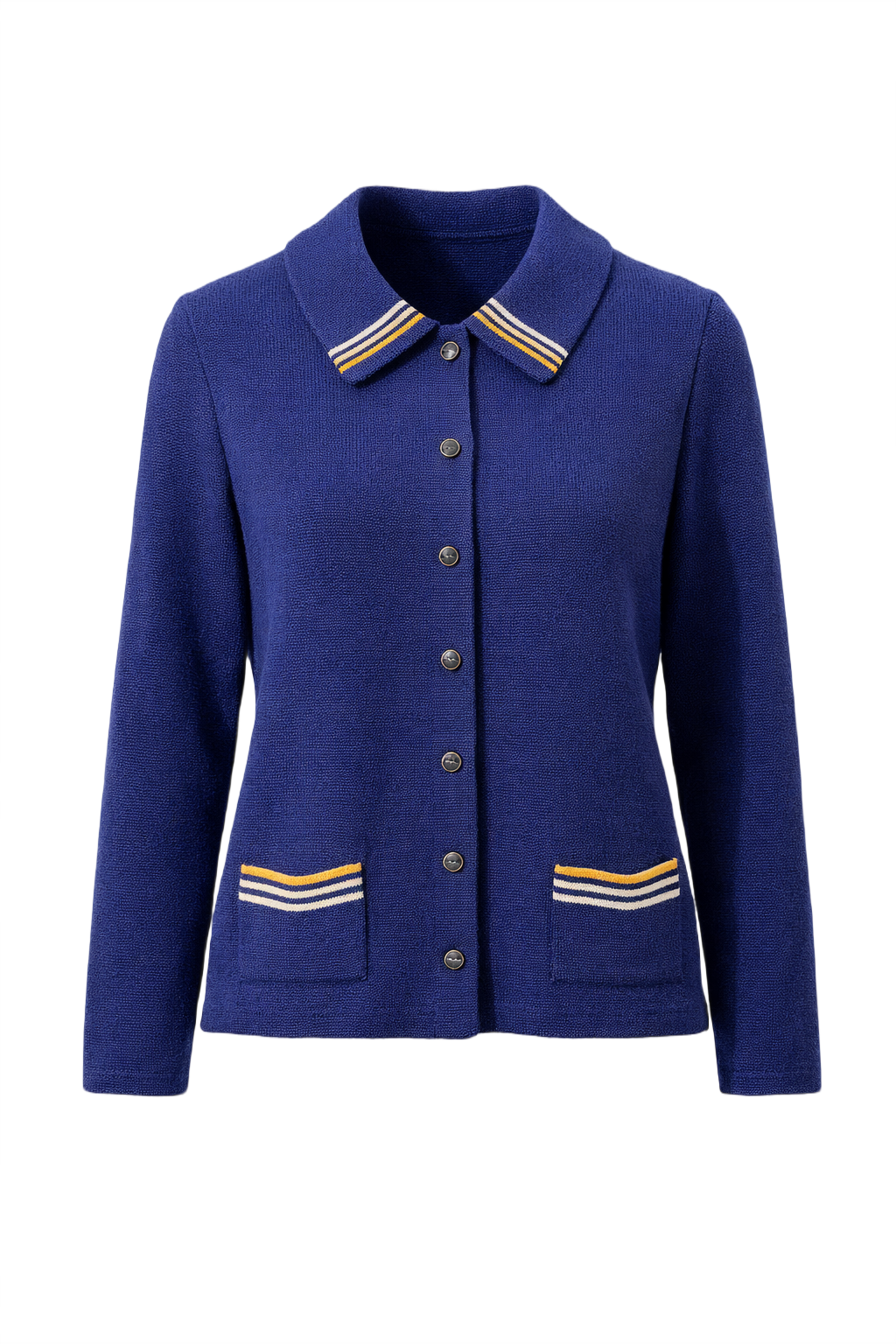 1960s Blue Wool Cardigan - Front View