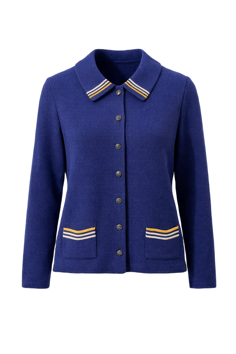 1960s Blue Wool Cardigan - Front View