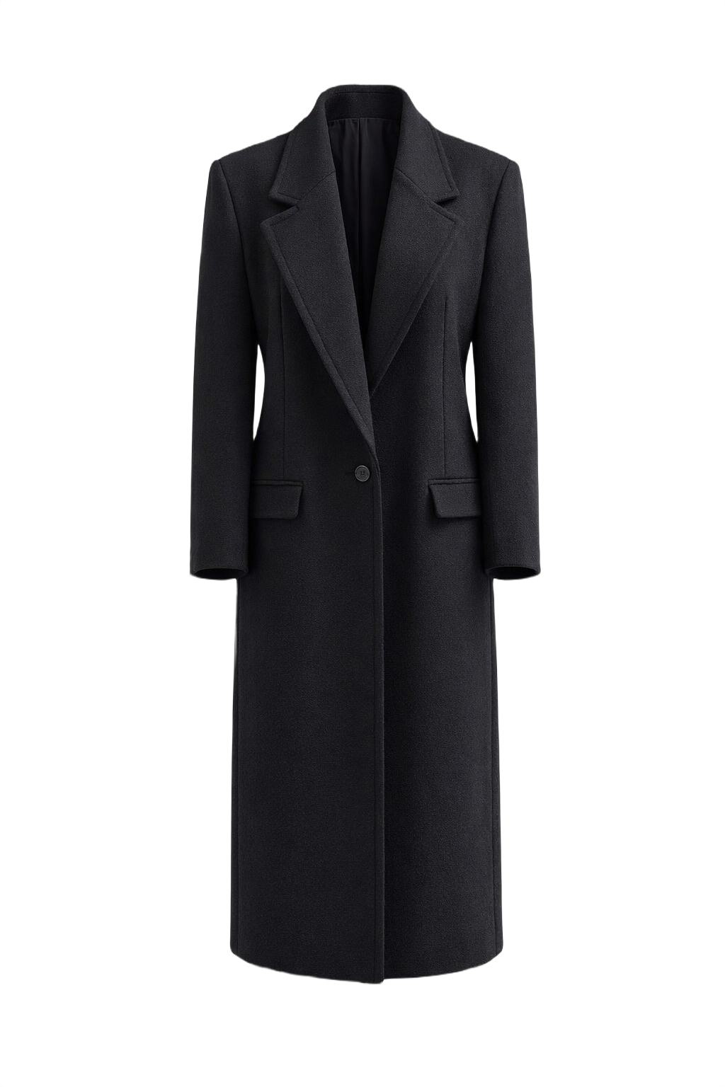 1990s Black Wool Coat - Front View