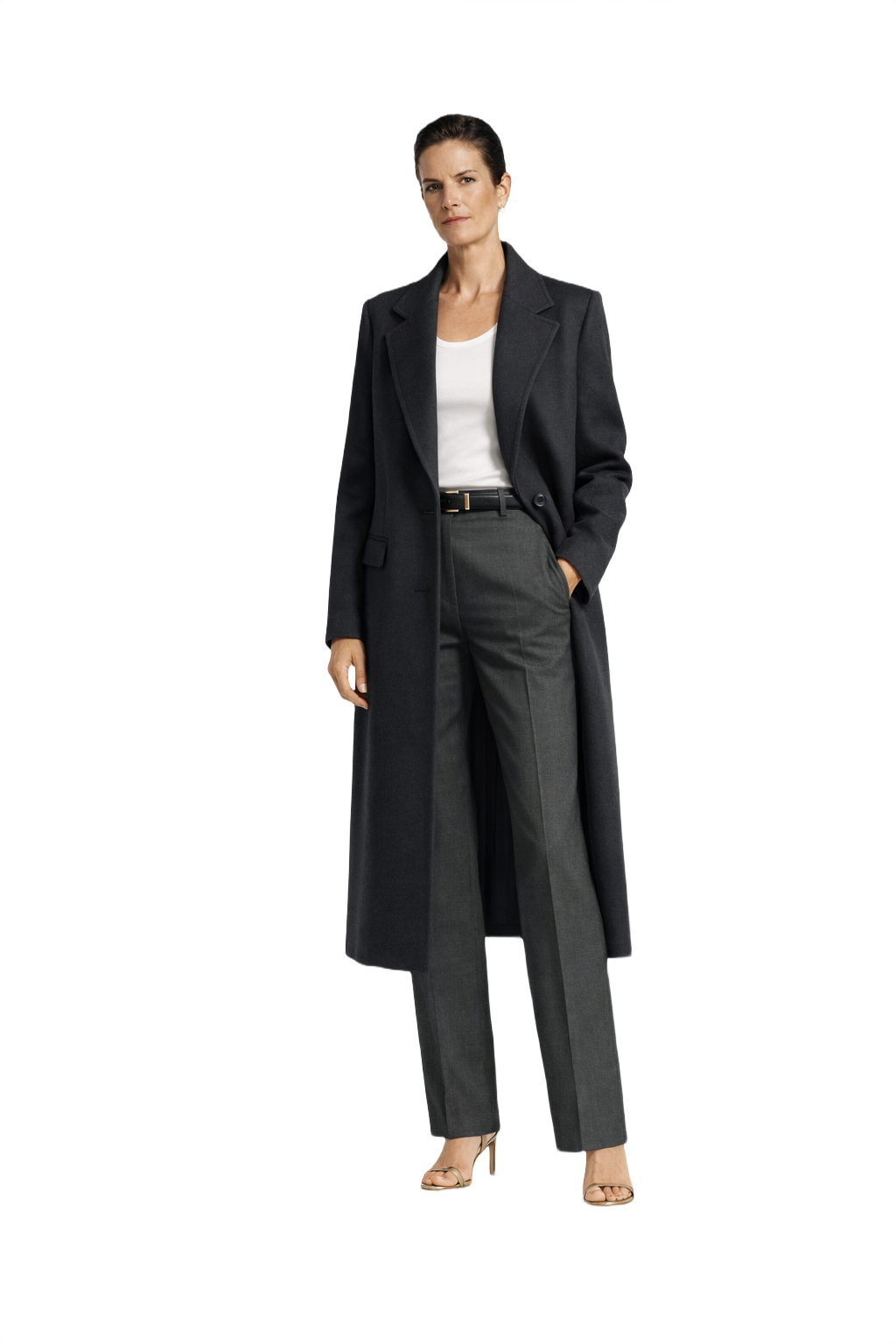 1990s Black Wool Coat - Model