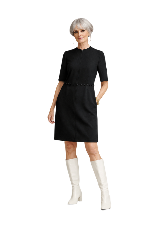 1960s Black Wool Dress - Model