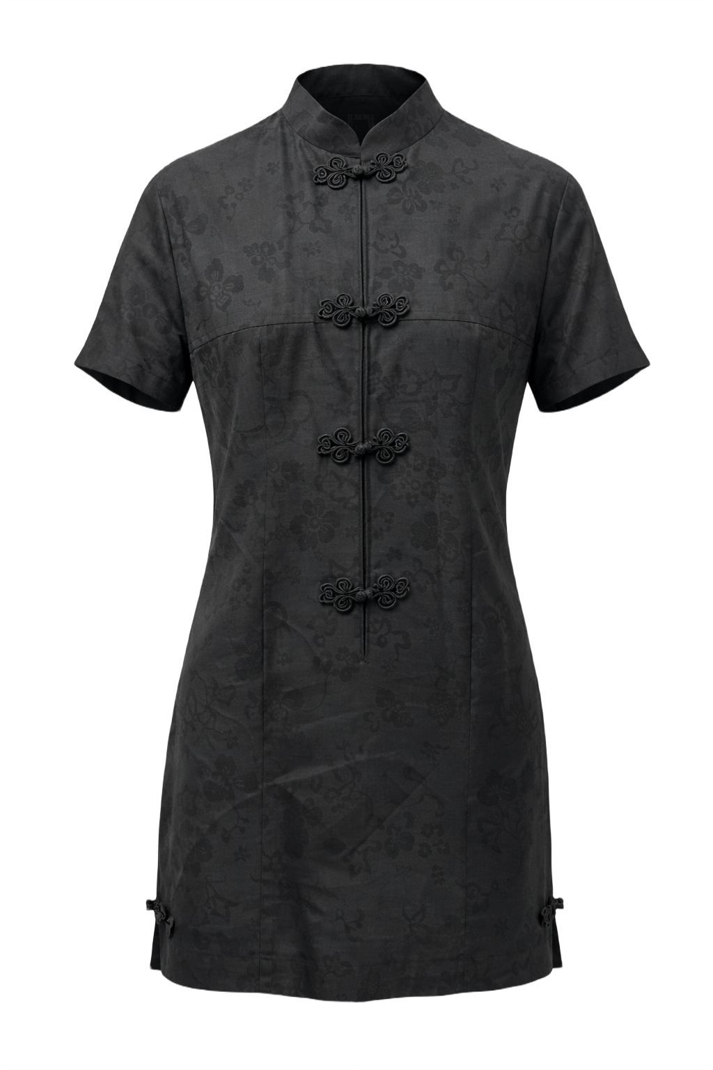 1960s Black Silk Dress - Front View