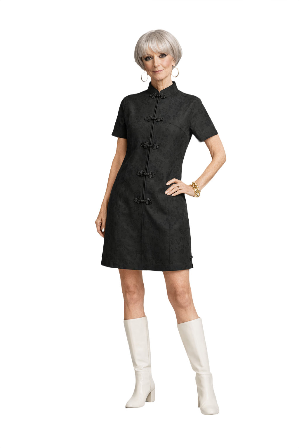 1960s Black Silk Dress - Model
