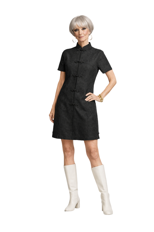 1960s Black Silk Dress - Model