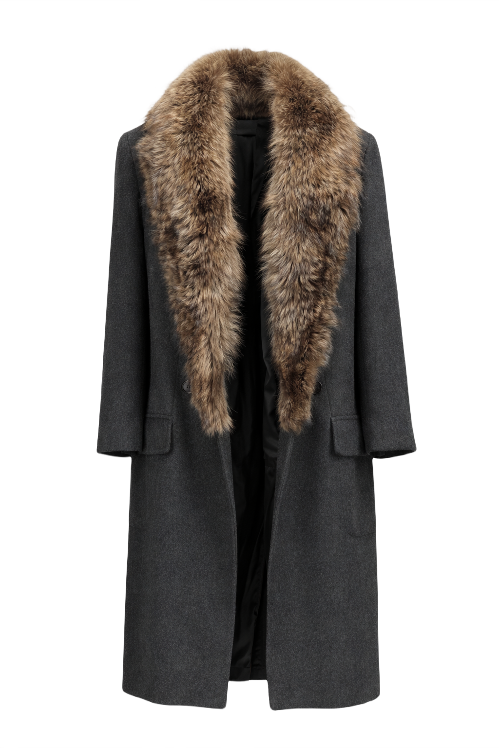 1990s Charcoal Grey Wool Coat - Front View