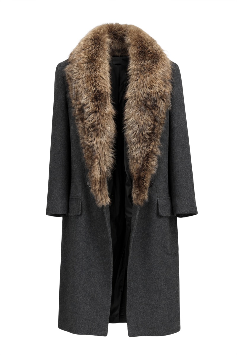 1990s Charcoal Grey Wool Coat - Front View