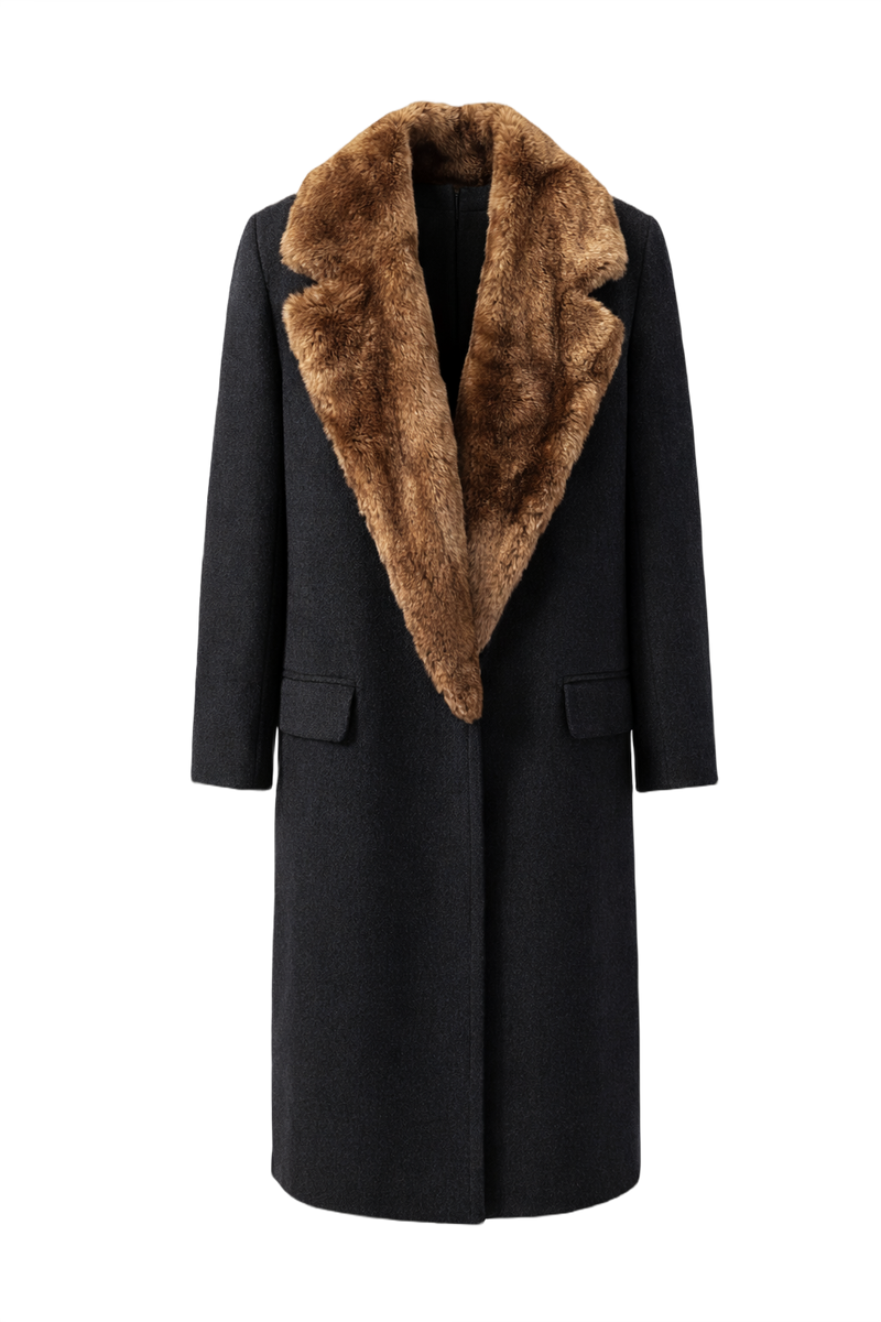 1990s Dark Grey Wool Coat - Front View