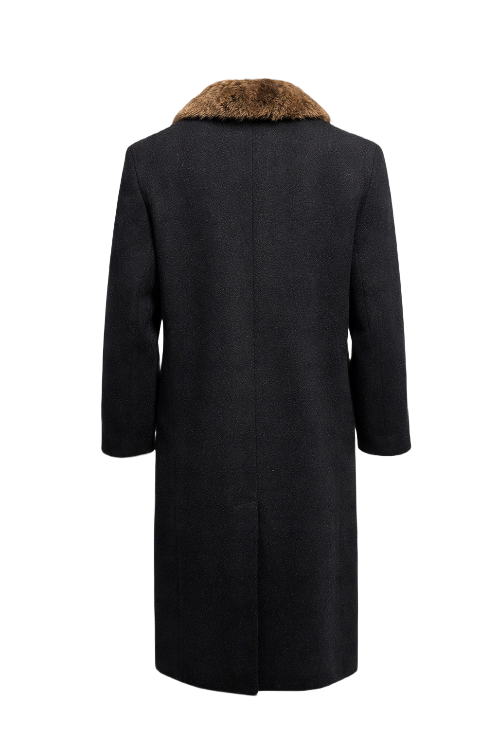 1990s Dark Grey Wool Coat - Back View