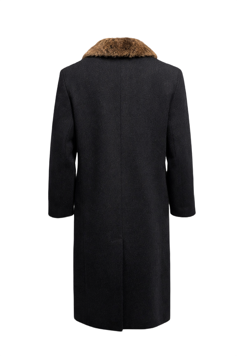 1990s Dark Grey Wool Coat - Back View