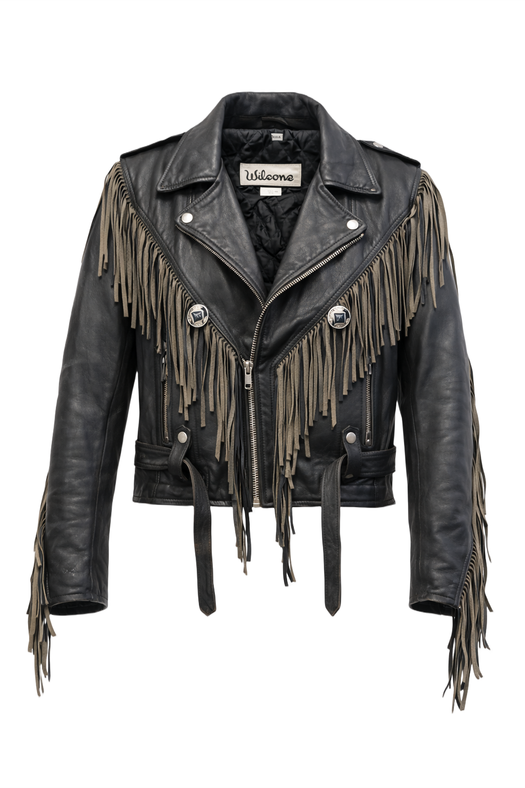 1980s Black Leather Jacket - Front View