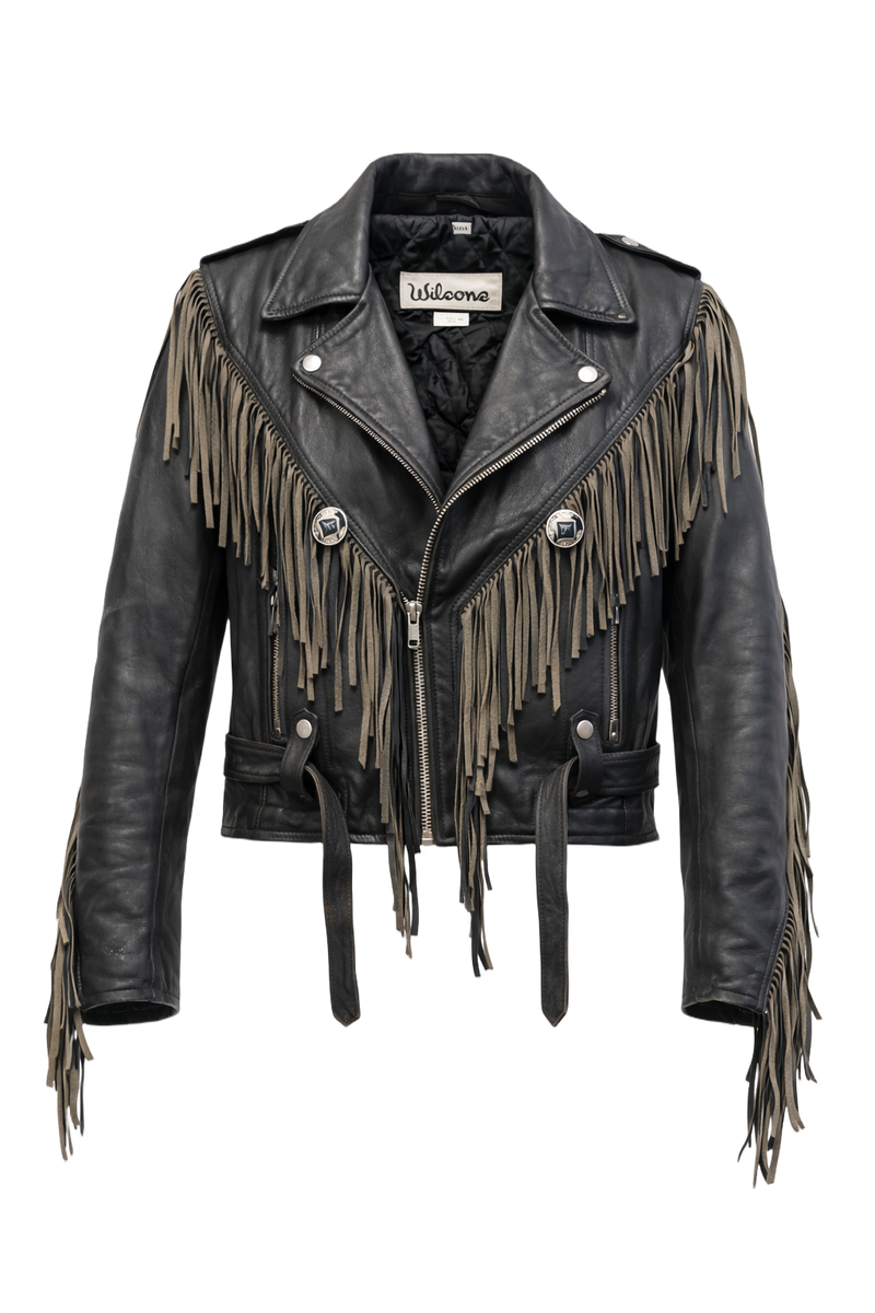 1980s Black Leather Jacket - Front View