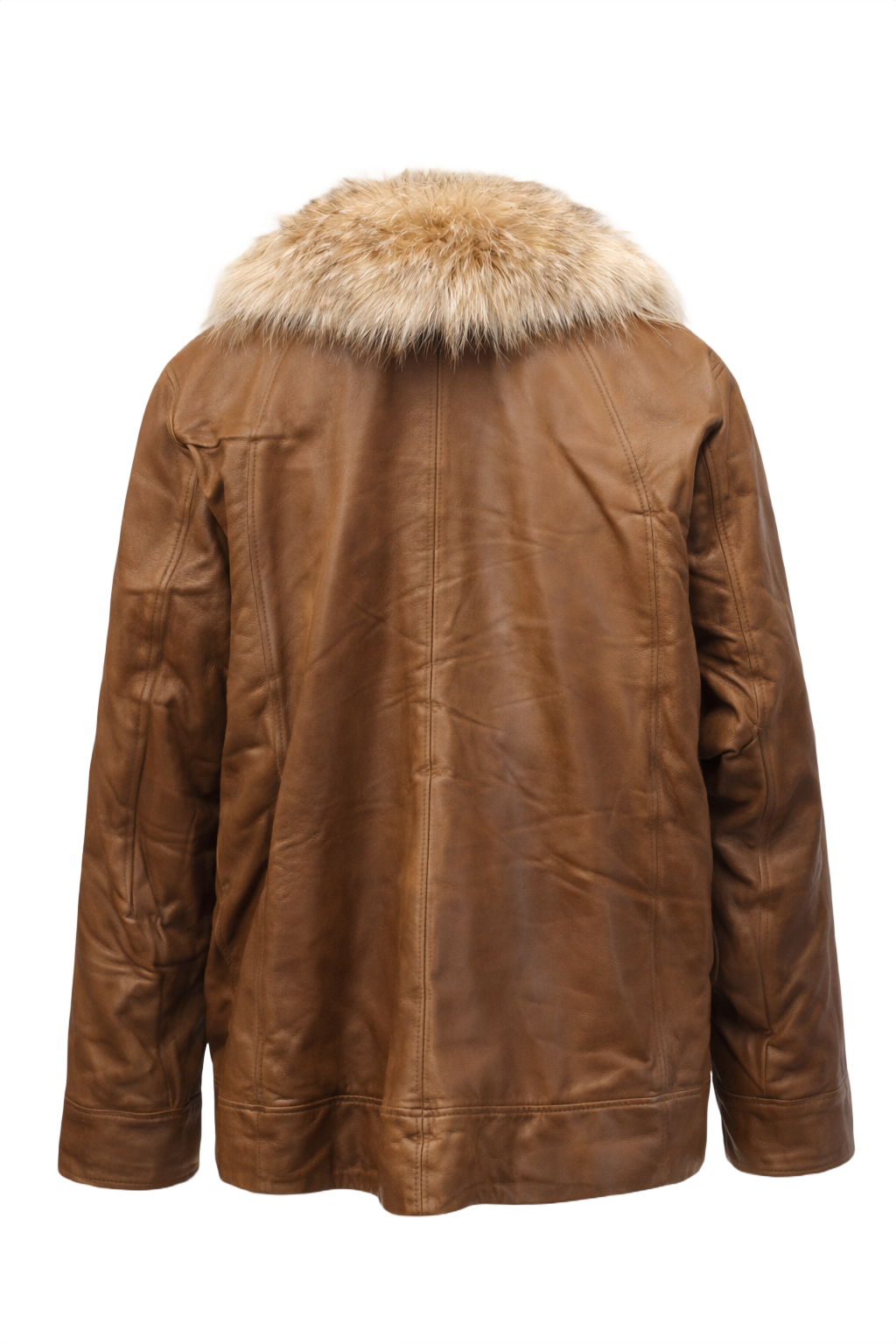 1980s Tan Leather Jacket - Back View