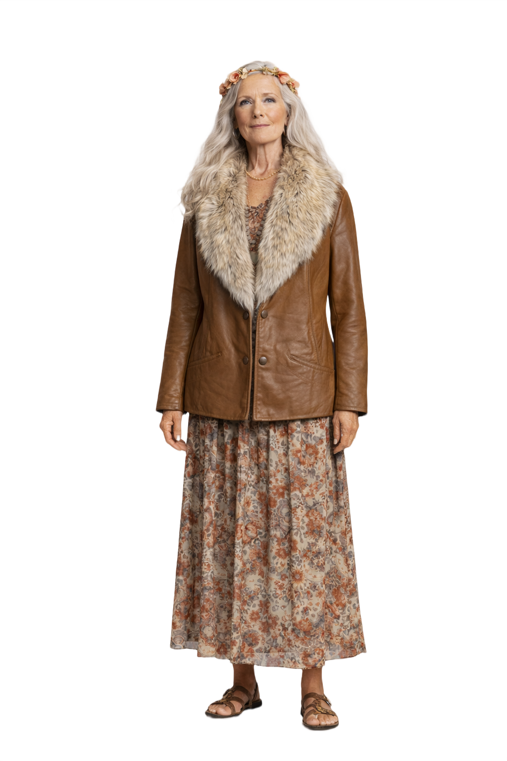 1980s Tan Leather Jacket - Model