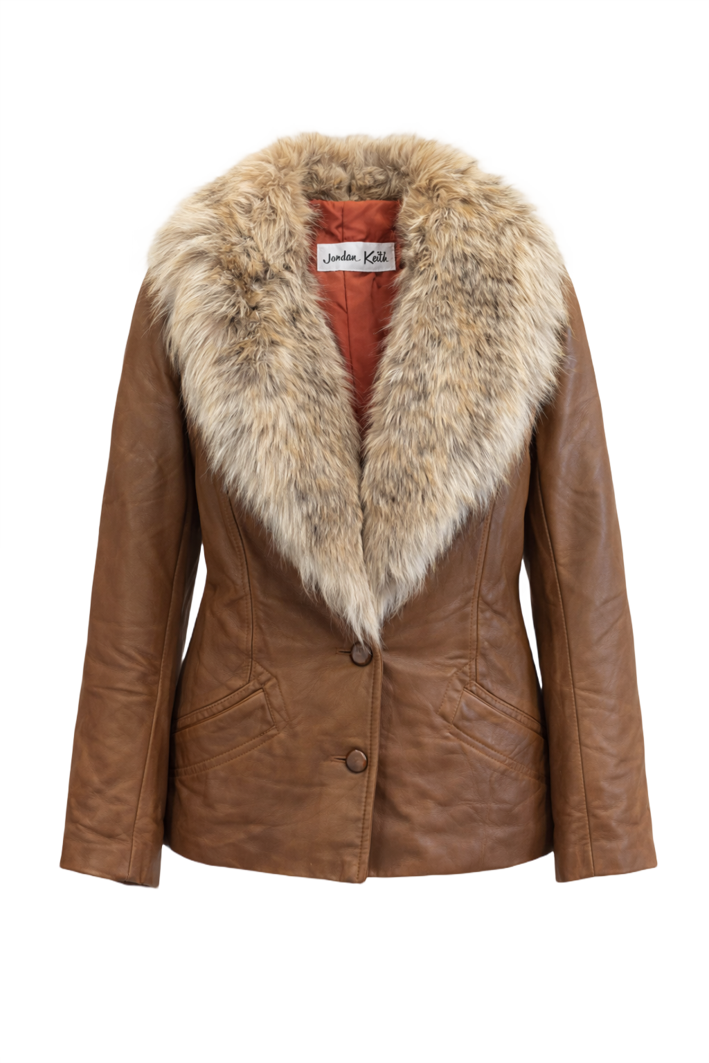 1980s Tan Leather Jacket - Front View