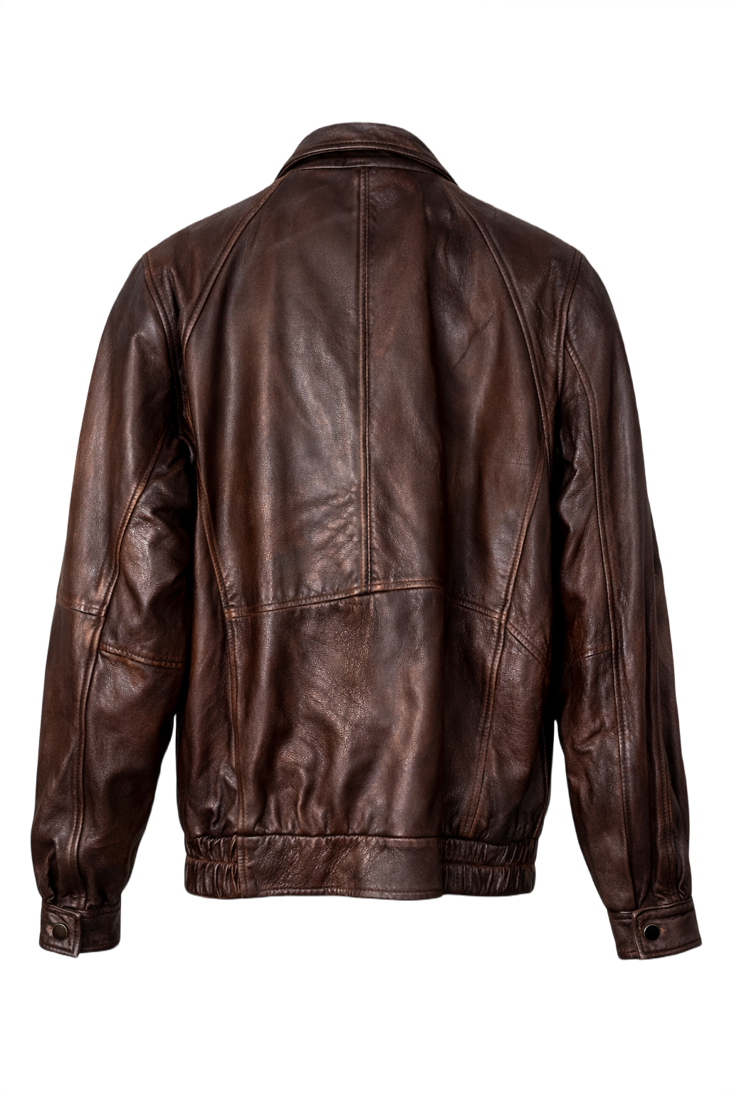 1980s Brown Leather Mens Leather Jacket - Back View