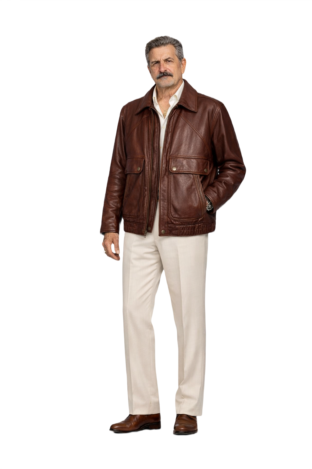 1980s Brown Leather Mens Leather Jacket - Model