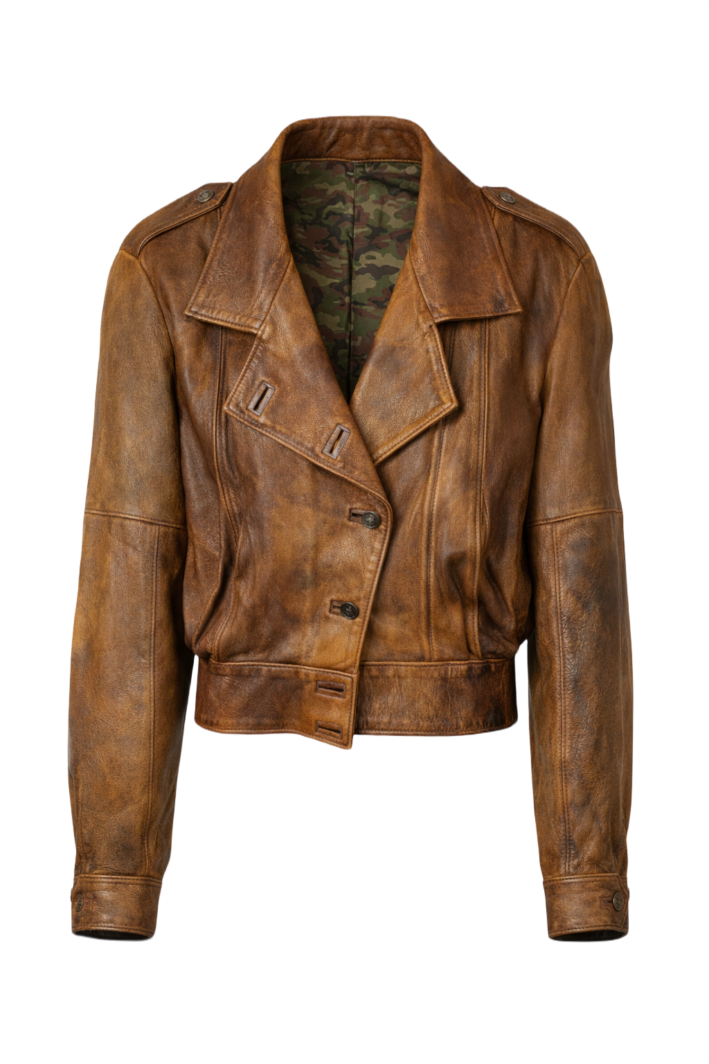 1980s Brown Leather Jacket - Front View