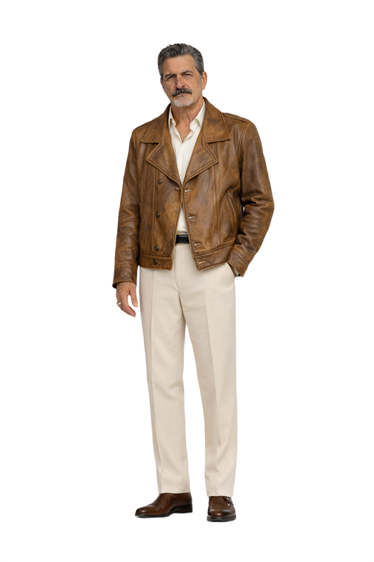 1980s Brown Leather Jacket - Model