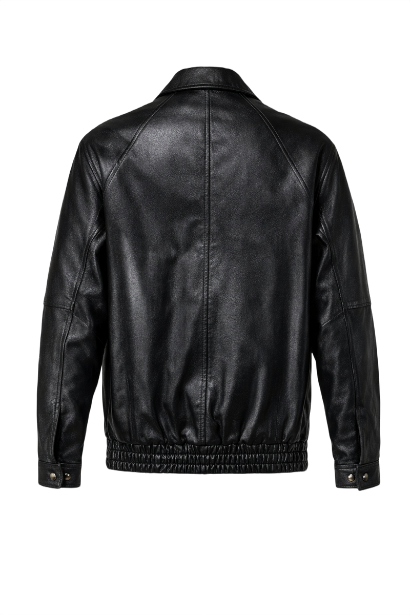 1990s Black Leather Jacket - Back View