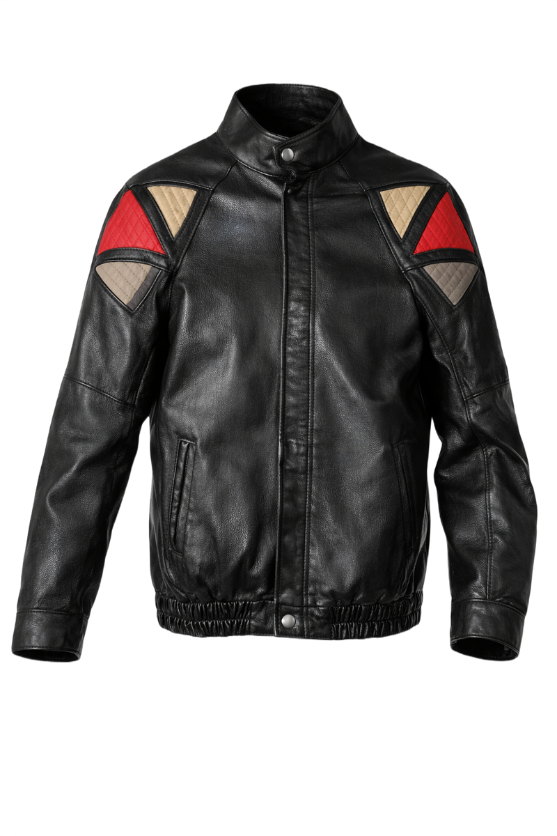 1990s Black Leather Jacket - Front View