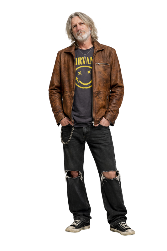 1990s Brown Distressed Leather Jacket - Model