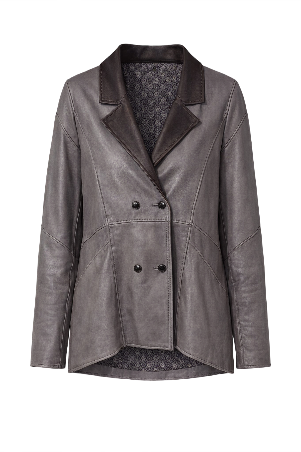 1980s Dark Grey Leather Jacket - Front View