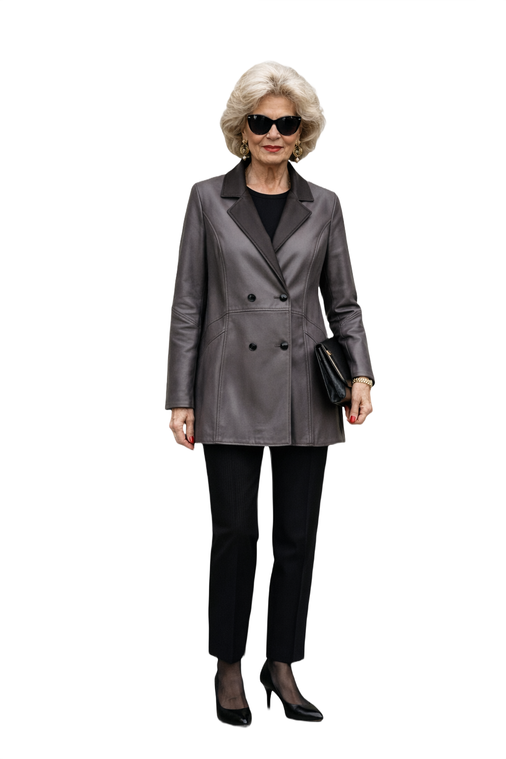 1980s Dark Grey Leather Jacket - Model