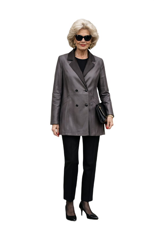 1980s Dark Grey Leather Jacket - Model