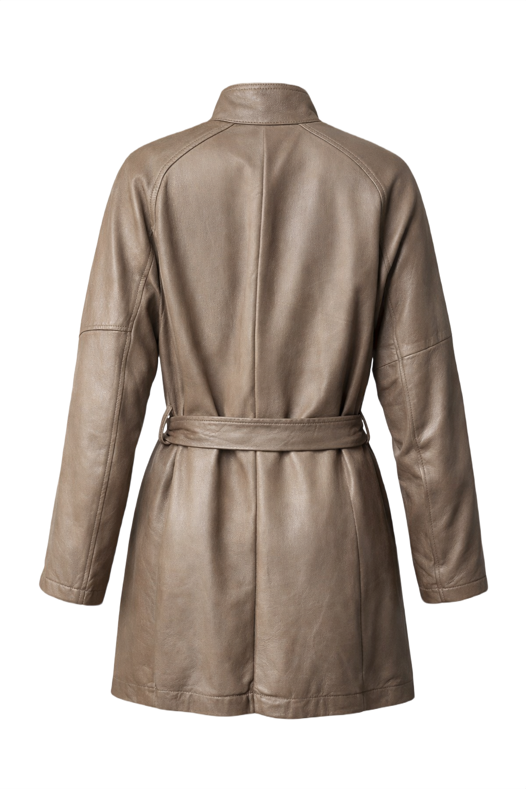 1980s Beige Leather Coat - Back View