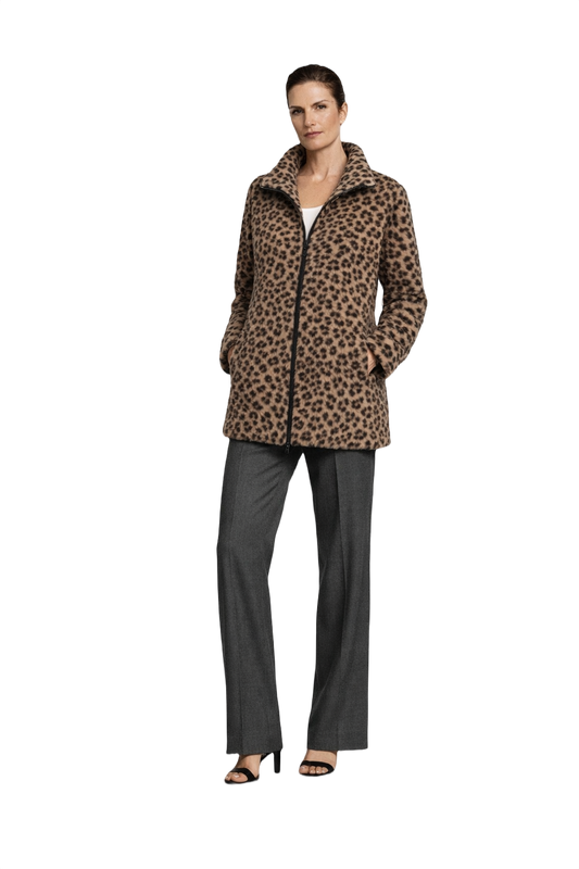 1990s Tan Faux Fur Jacket - Model