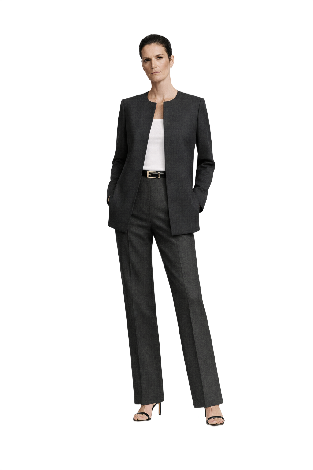 1990s Dark Grey Wool Jacket - Model